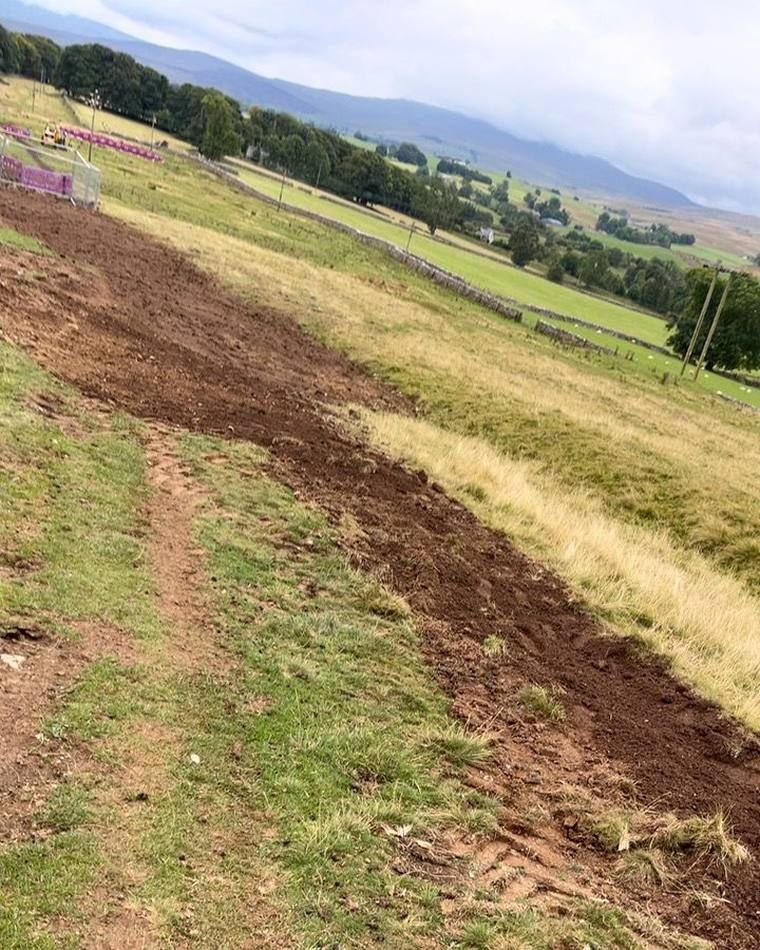 Reinstated route across a field with ground made good and livestock back on