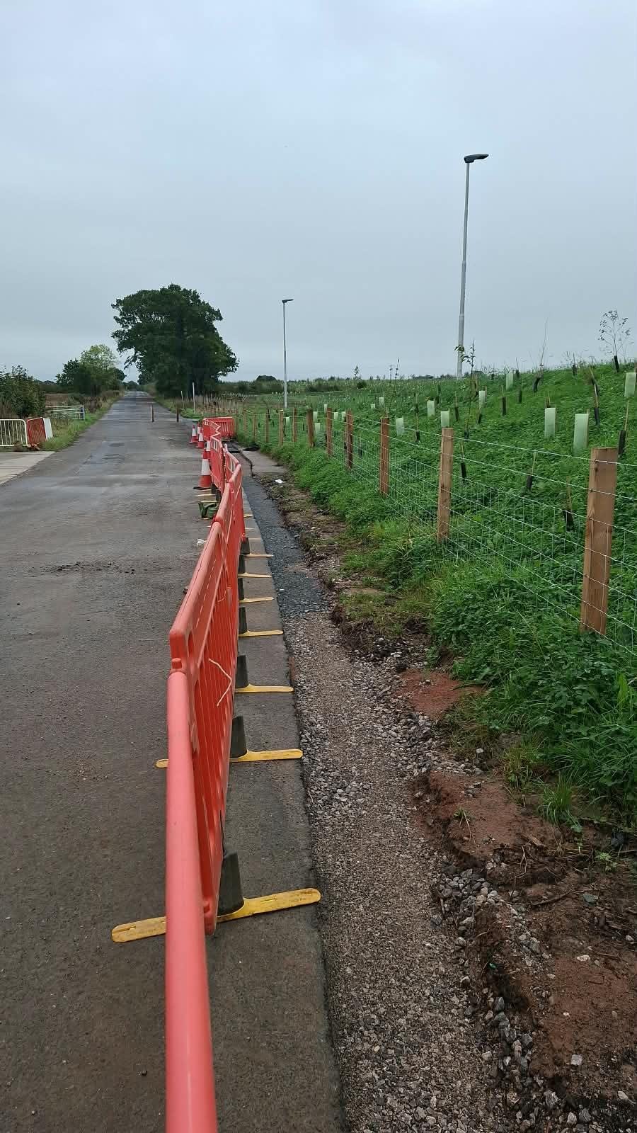 Reinstated footway strip running beside a new stock fence